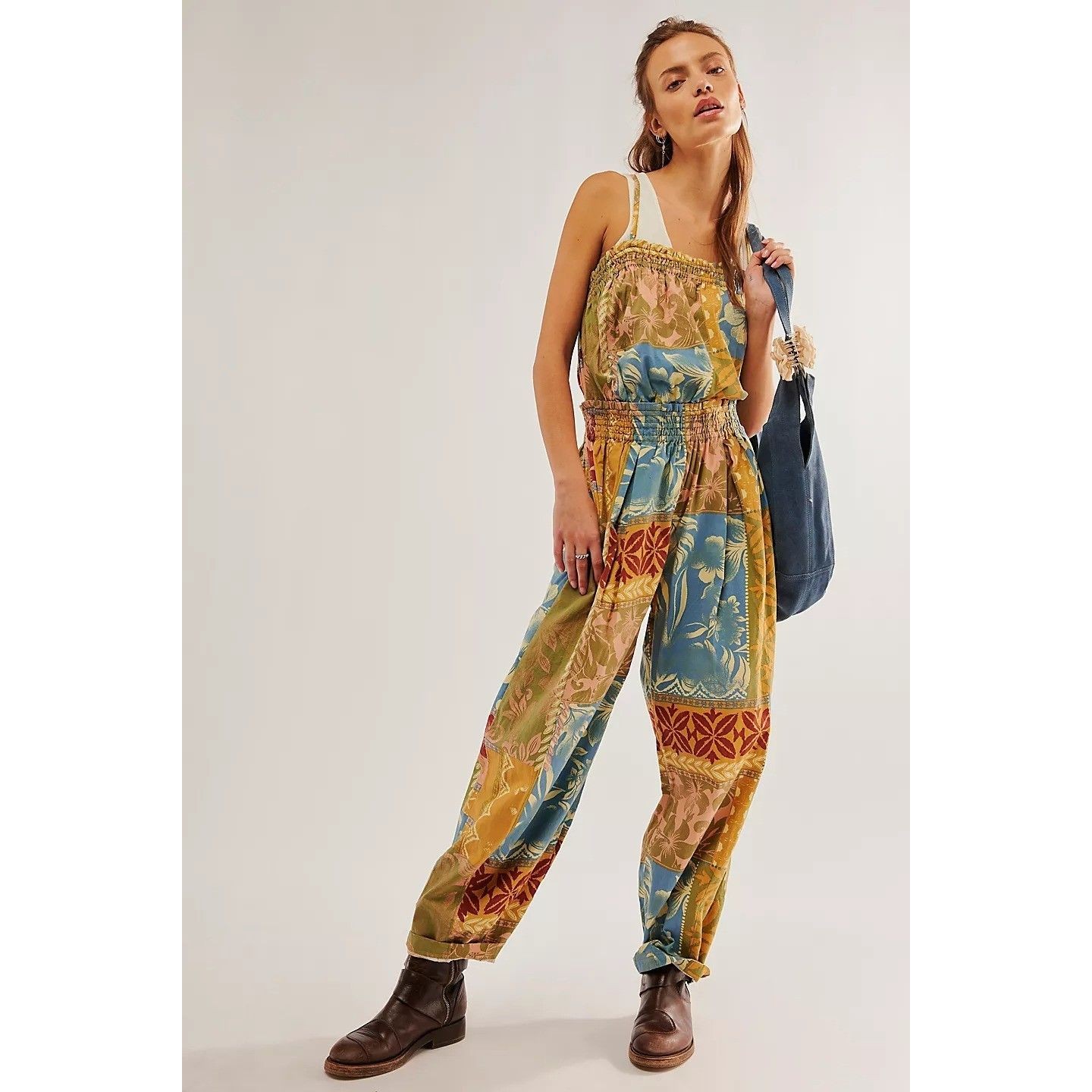 Free People Retro Heatwave One-Piece Jumpsuit Floral Printed Cotton S New 285953